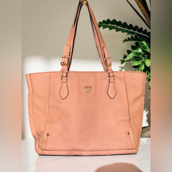 MCM Handbags - MCM Pink Structured Tote Bag with Double Handles